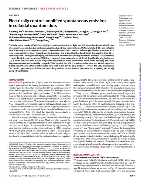 Pdf Electrically Control Amplified Spontaneous Emission In Colloidal