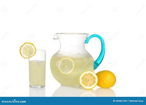 Glass Of Lemonade With Pitcher Stock Photo - Image of nourishing ...