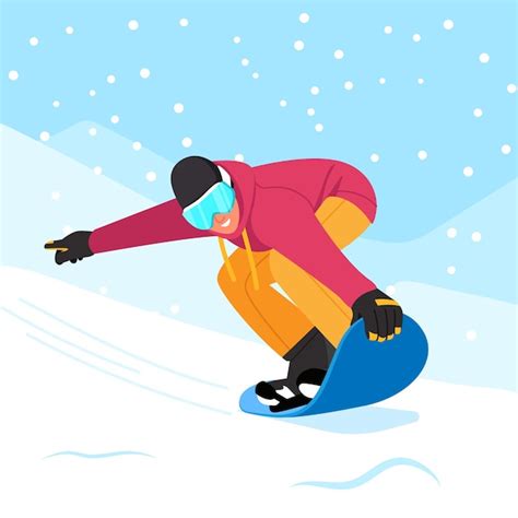 Premium Vector Vector Illustration Of Snowboarder Cartoon Scene With