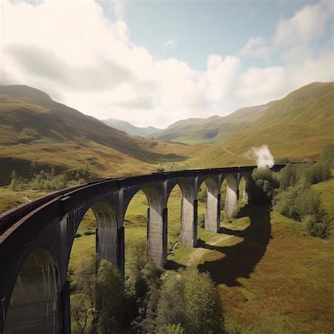 Premium Ai Image Beautiful Hogwarts Train Express Ride On Bridge