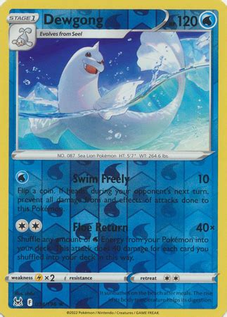 Dewgong 34 196 Lost Origin Reverse Holo Rare Shady Bloom