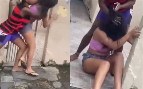 Veja vídeo Mulher agride suposta amante de seu marido tapas e