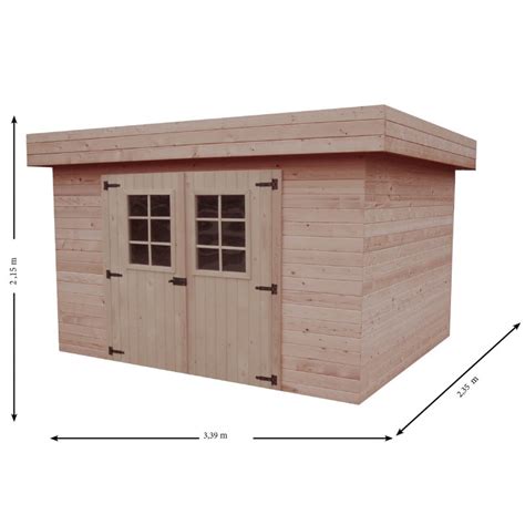 Abri de jardin en bois massif 7 97m² monopente madriers 28mm