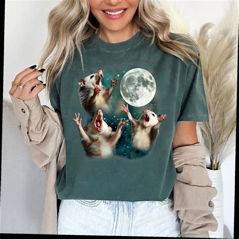 Three Possum Moon Opossum Funny Weird Cursed Meme T Shirt Etsy