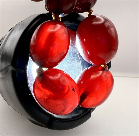 Antique Cherry Red Amber Bakelite Faturan Graduated O Gem