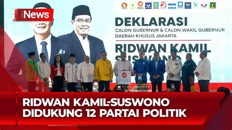 12 Partai Politik Deklarasi Dukung Ridwan Kamil Suswono Di Pilkada