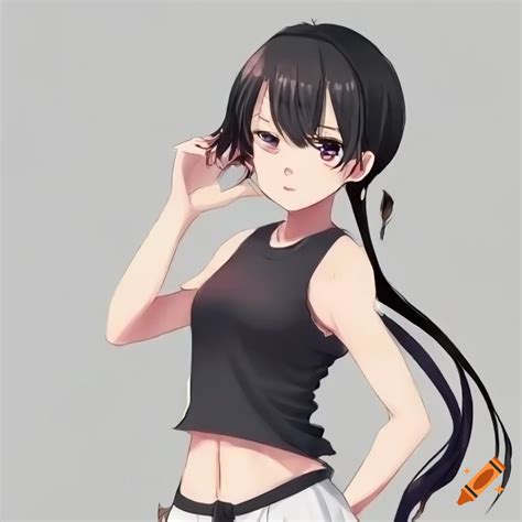 Young Anime Woman With Black Outfit And Black Hair On Craiyon