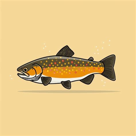 Premium Photo Brook Trout Fish Cartoon Flat Illustration Minimal Line Art