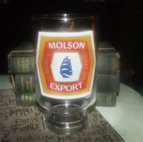 Vintage 1980s Molson Export Canadian Beer Large Pint Beer Glass Etched Glass Artwork Great