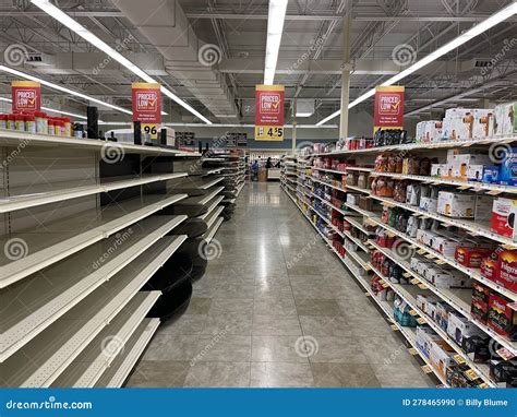 Food Lion Grocery Store Interior Empty Shelves Editorial Image