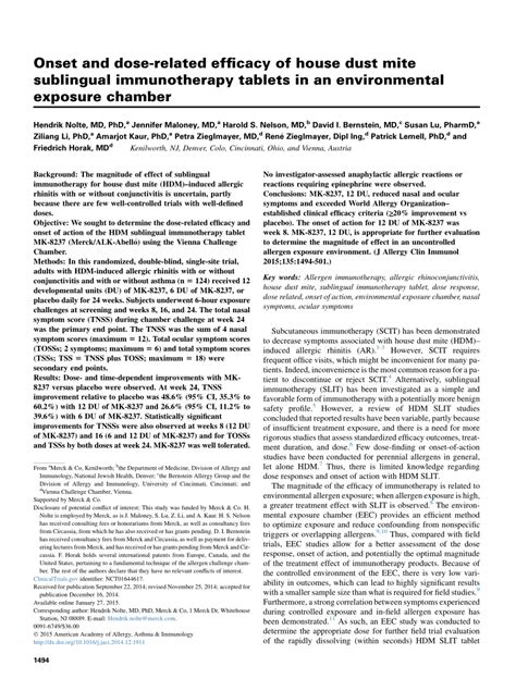 Pdf Dose Finding Efficacy And Safety Trial Of House Dust Mite