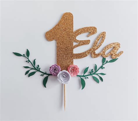 Caketopper Con Nombre Personalizaci N Y Rosas Etsy Espa A