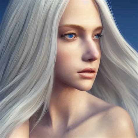 Portrait Of A Woman Long Blonde Hair Blue Eyes Stable Diffusion