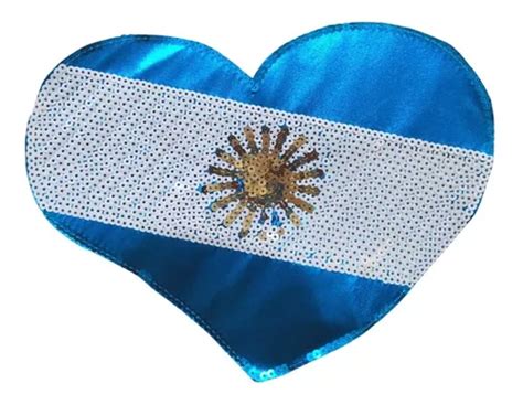 Aplique Corazon Argentina Lentejuela Parche Termoadhesivo Tienda De