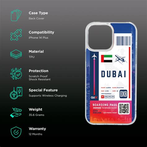 Buy QUIX Dubai Boarding Pass TPU Back Cover For Apple IPhone 14 Plus