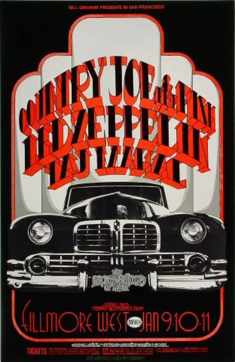 Led Zeppelin Vintage Concert Poster from Fillmore West, Jan 9, 1969 at ...