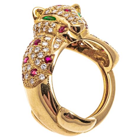 K Yellow Gold Pave Ruby And Diamond Leopard Ring App Tcw For