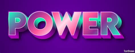 Power Purple Green And Pink 3d Text Effect Generator