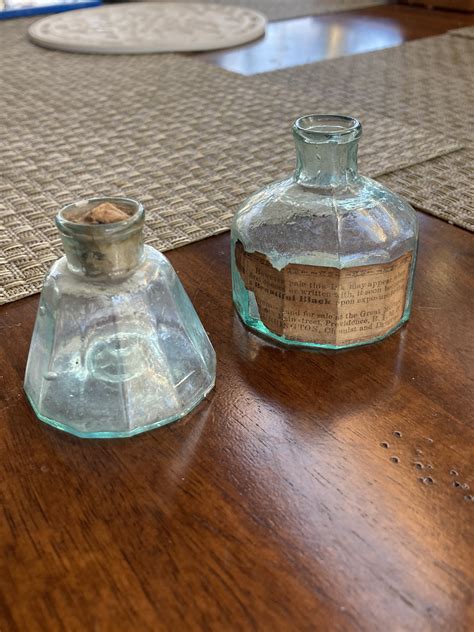 Black Ink Bottles From Providence Rhode Island Circa 1840 45 Antique