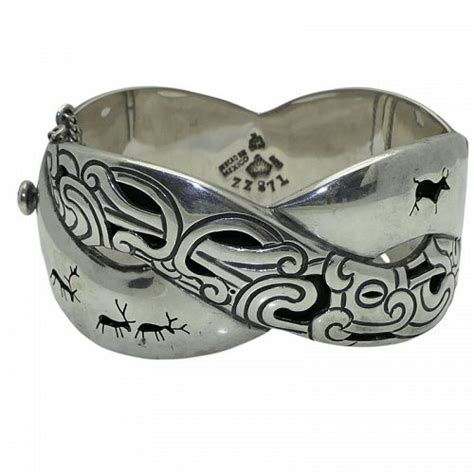 Heavy Antonio Pineda Lascaux Silver Taxco Mexican Bracelet Item