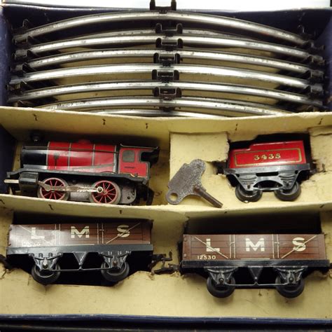 Antique Hornby O Gauge S M Goods Vintage Boxed Clockwork Train Set