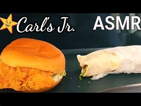 ASMR EATING L CARL S JR HAND BREADED CHICKEN SANDWICH CHICKEN