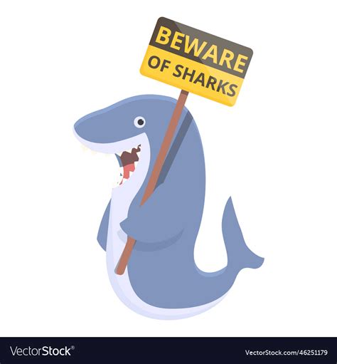 Beware Fish Icon Cartoon Danger Shark Royalty Free Vector