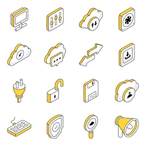 Pack De Iconos Planos De Dispositivos En La Nube Vector Premium