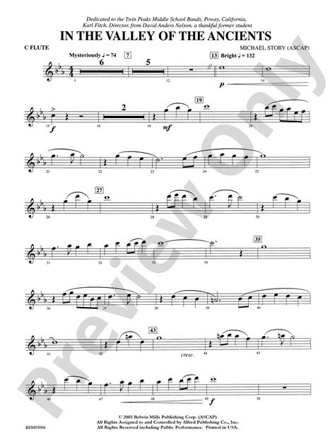 In The Valley Of The Ancients Flute Flute Part Digital Sheet Music