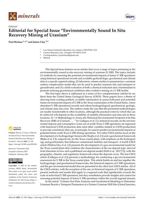 PDF Editorial For Special Issue Environmentally Sound In Situ