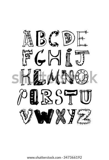 Hand Drawn Alphabet Design Vector Illustration Stock Vector Royalty