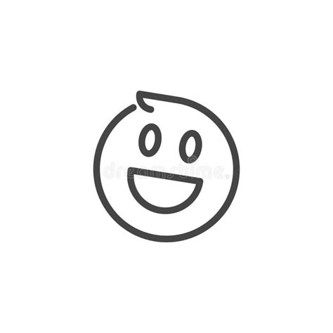 Happy Smile Line Icon Cheerful Emoji Outline Label Laughing Emoticon