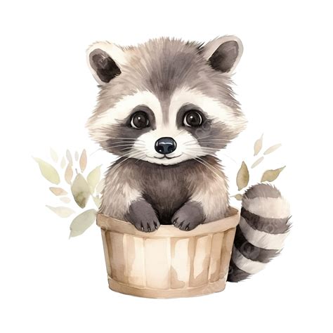 Watercolor Raccoon Cute Clip Art, Raccoon, Watercolor, Animal PNG ...