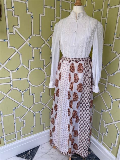 Vintage 1970 S Indian Block Print Cotton Wrap Skirt Gem