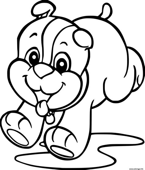 Coloriage Chiot Heureux Jeune Chien JeColorie