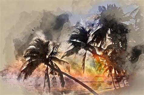 Painting Of An Idyllic Lake Stock Illustration Illustration Of Artist