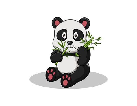 Ilustra O Em Vetor De Desenho De Panda Fofo Sentado Comendo Bambu