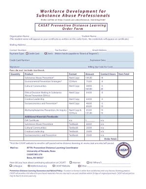 Fillable Online Casat Unr Adobe Order Form CASAT University Of