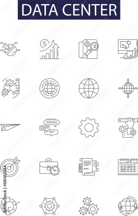 Data Center Line Vector Icons And Signs Center Server Computing