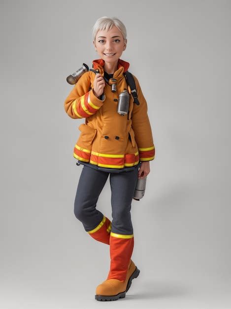 Premium Photo A Woman In A Firefighter Uniform Holding A Fire Hose