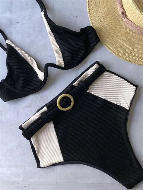 Strand Sand Strand Hohe Qualit T Bikini Badeanzug Frauen Blume Gedruckt