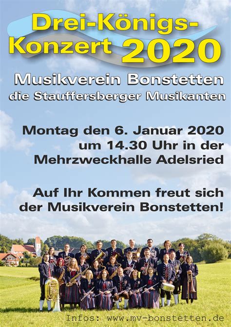 Drei Königs Konzert 2020 Musikverein Bonstetten