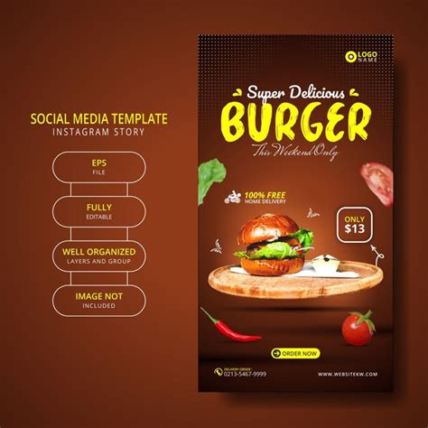 K Stliche Burger Und Speisekarte Social Media Story Template Promotion