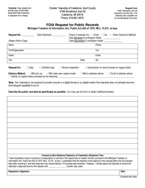 Fillable Online Caledoniatownship Foia Request For Public Records Et