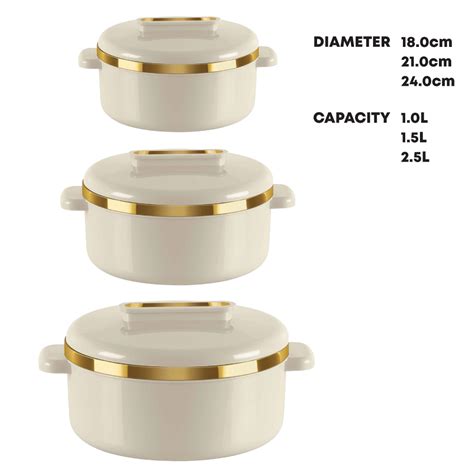 SQ Professional 10616 Curve Insulated Hot Pot Set 3pc Cream 1 0 1 5 2 5L