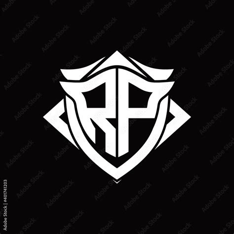 Rp Logo Monogram With Shield And Horn Shape Design Template Stock