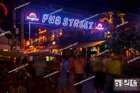 Neon Lights Lettering Nightmarket Pub Street By Night Nightlife