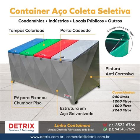 Container De A O Galvanizado Lixeira Para Coleta Seletiva De A O