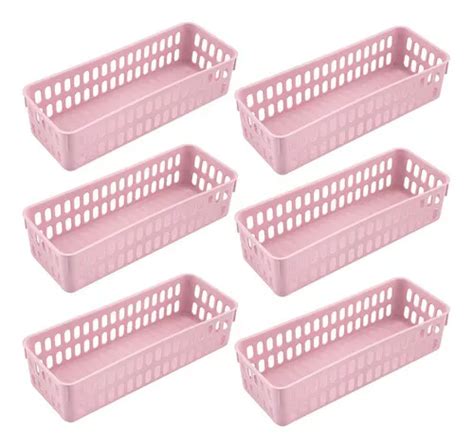 Cestos Caixas Organizadoras Multiuso 2 5l Litro Kit 6pçs Cor Rosa