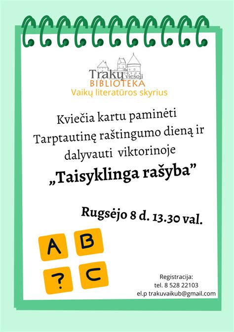 Viktorina „taisyklinga Rašyba Trakai Trakų Viešoji Biblioteka